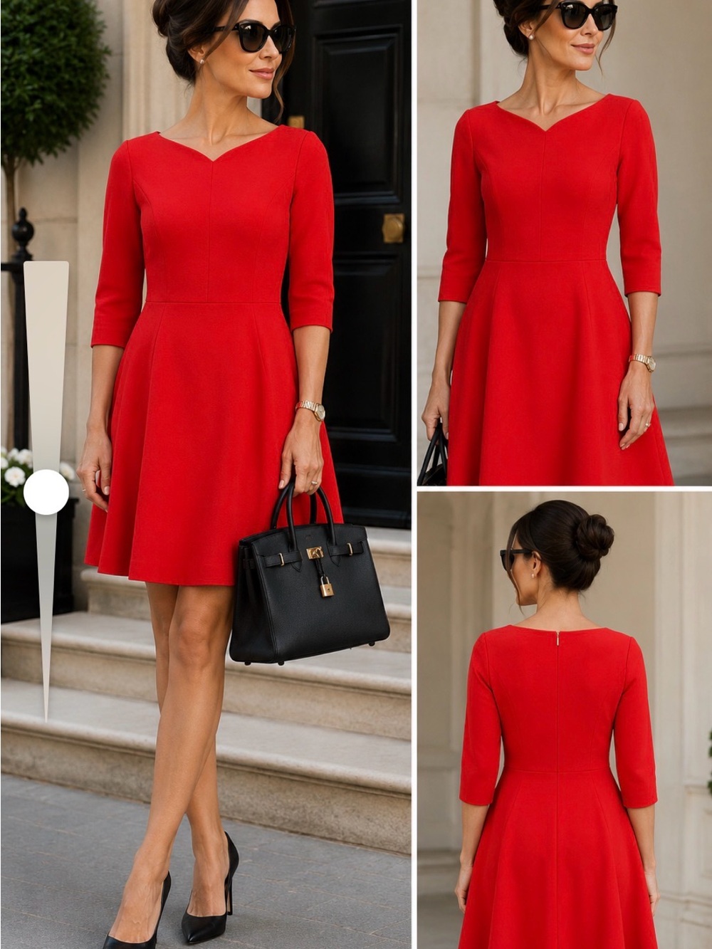 Classic Red Fit-and-Flare Dress - Elegant Everyday Style
